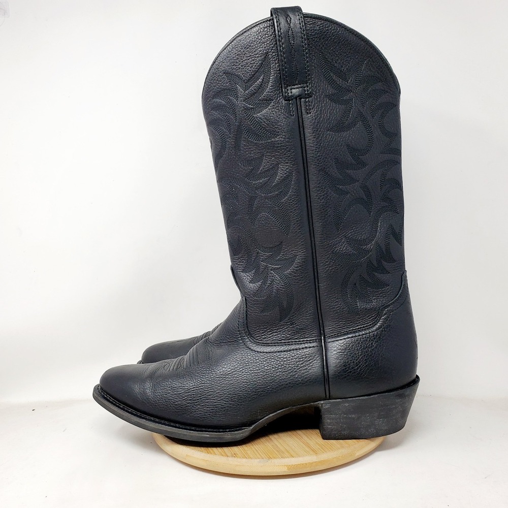 Ariat Heritage Boots Mens 13 D Black Leather Pull On R Toe Western Cowboy Shoes - Picture 9 of 15